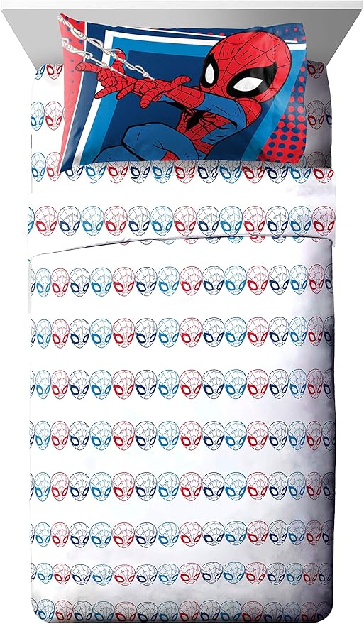 Jay Franco Marvel Super Hero Adventures Go Spidey 4 Piece Twin Bed Set - Includes Reversible Comforter & Sheet Set Bedding Features Spiderman - Super Soft Fade Resistant Microfiber