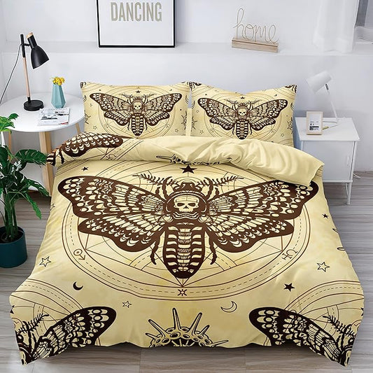 Twin Gothic Skull Comforter Set - Dark Skull Bedding Edgy Skeleton Decor