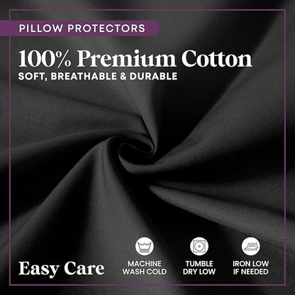 CirclesHome Pillow Protectors 4 Pack Standard Zippered - 100% Cotton Breathable Pillowcases - Protects Pillows from Dirt, Dust and Debris (Standard - Set of 4 - 20x26)