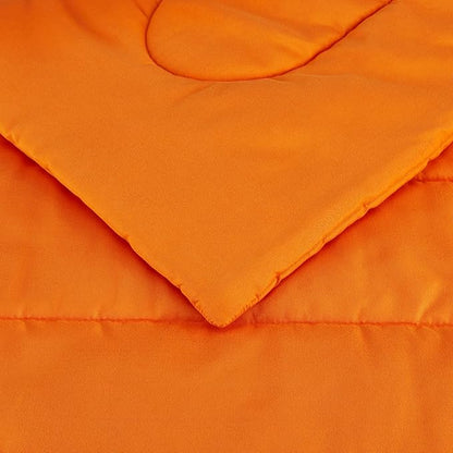 Amazon Basics 3 Piece Soft, All-Season Microfiber Kid's Comforter and Pillow Sham Set, Full/Queen, Bright Orange, Solid