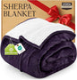Utopia Bedding Sherpa Blanket California King Size (Plum, 102x96 Inches) - Soft Plush Fleece Reversible Blanket for Bed, Sofa, Couch, Camping and Travel
