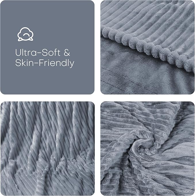 LUXIAN Electric Heated Blanket Queen Size 84"x90" - Flannel Fabric Dual-Sided, 6 Heat Settings & 1-10 Hours Auto Off, Machine Washable, Gray