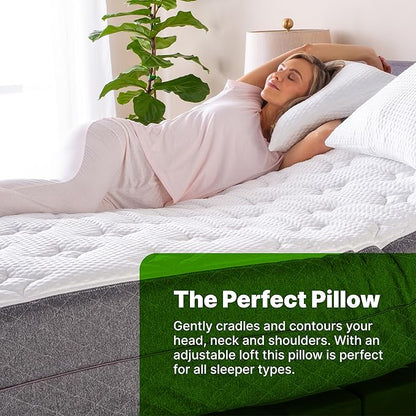 GhostBed Shredded Memory Foam Pillow with Adjustable Gel Memory Foam and Cooling Breathable Cover - Standard Size Shredded Memory Foam Pillows CertiPUR-US Certified 1-Pack