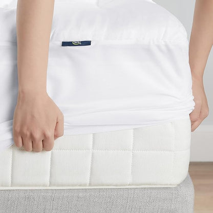 Serta ComfortSure California King Mattress Cover, Fitted Pillow Top Mattress Pad, Super Soft and Breathable Quilted Cotton Protector with 18" Elastic Deep Pockets for Secure Fit, White