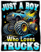 Truck Throw Blanket, Just A Boy Who Loves Trucks Flannel Blankets, Soft Cozy Lightweight Throws Gifts for Truck Lovers & Boys 40x50 Inch for Kid