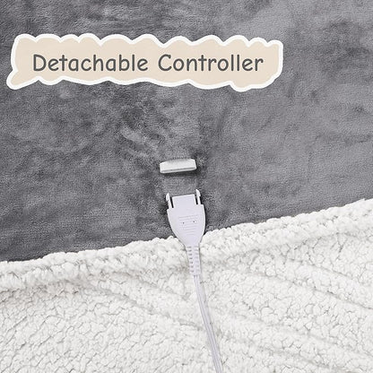 Electric Heated Blanket Full Size 72"x84", Soft Flannel with Overheat Protection, 6 Adjustable Heat Settings & 10-Hour Auto-Off Timer, Fast Heating for Winter Comfort, Light Gray