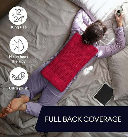 GENIANI XL Electric Heating Pad for Back Pain & Cramps Relief, Electric Throw, Birthday Christmas Gifts for Women, Auto Shut Off, Machine Washable, Heat Pad for Neck & Shoulder, Viva Magenta 12'‘×24’’