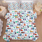 Cars Comforter Set Queen: Cartoon Truck Bedding for Boys Kids Teen Men Bedroom Construction White Dorm Quilt 1 Comforter + 2 Pillow Cases