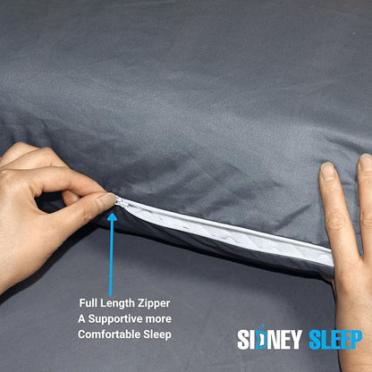 Sidney Sleep Mini Size Curved Pillow Covers - Full Length Zipper Closure - Premium Soft Brushed Microfiber (Travel Mini, Grey)