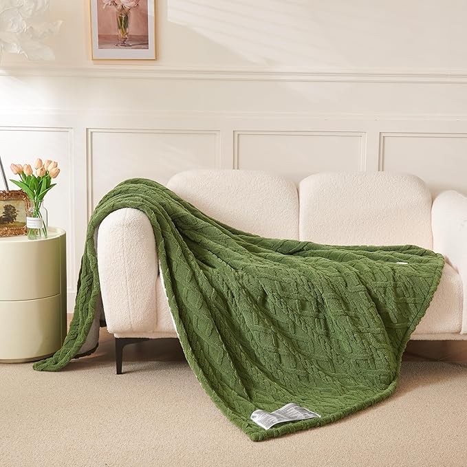 Heated Blanket Electric Blanket 62"x84", Soft Taffeta Sherpa Electric Throw with 5 Heating Level & 1-12 Hour Auto Off, Heated Throw with Overheating Protection, Machine Washable(Dark Green)
