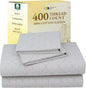 California Design Den California King Sheet Sets - 400 Thread Count Sateen, Natural 100% Cotton Sheets, Deep Pocket and Durable Bedding Set - Taupish-Sage Crosshatch