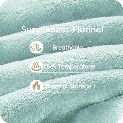 Electric Heated Blanket King Size 90×100, Comfortable & Luxurious Flannel, 4 Heating Levels & 10 H Auto Shut Off, Mint Green