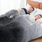 Heated Electric Blanket Queen–Faux Fur with Soft Thick SherpaWarm Winter Birthday Gifts for Women Grandma,Dual Control,10 Heat Settings,5 Time Settings, 84x90, Midnight Black