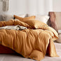 JELLYMONI 100% Washed Cotton Duvet Cover Full – Soft, Breathable Linen-Look Bedding with Natural Wrinkle Texture, Button Closure, 3-Piece Set (Amber Orange, 80"x90")