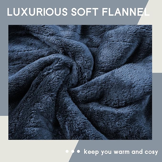 Heated Blanket Electric Blanket Full Size 72''x84'', Soft Flannel Heating Blanket with 10 Hour Auto Off - 5 Heat Settings - Machine Washable - Navy Blue