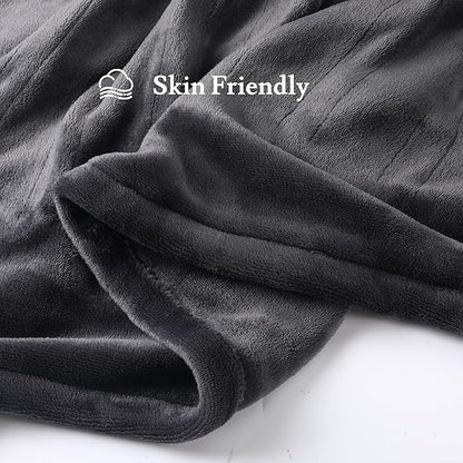 Electric Heated Blanket 62"x84" Twin Size - 4 Heat Levels, 10H Auto Shut Off, Ultra-Soft Flannel Fleece Heated Blanket with Overheat Protection, Machine Washable - Dark Grey