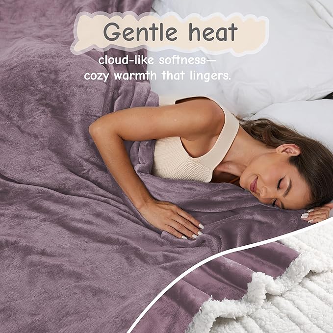 Electric Heated Blanket Full Size 72"x84", Soft Flannel with Overheat Protection, 6 Adjustable Heat Settings & 10-Hour Auto-Off Timer, Fast Heating for Winter Comfort, Purple