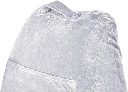 Husband Pillow Light Grey, Original Reading Pillow in Bed Rest Chair, Shredded Memory Foam Large Lounge Cushion Adult Backrest with Arms, Comfy Back Support for Sit Sitting Up, Wash/Removable Cover