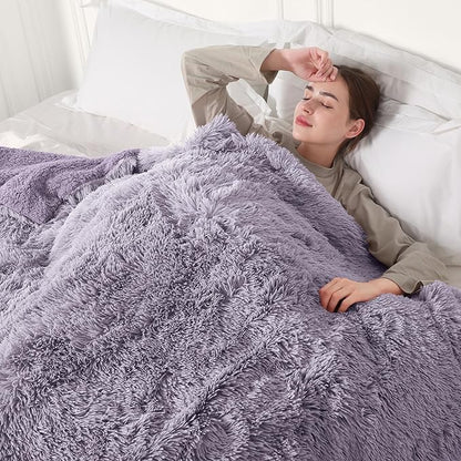 Heated Blanket Throw Electric Throw Blanket, 5 Heating Levels & 4 Hours Auto Off, Super Cozy Luxury Faux Fur & Extra Thick Sherpa Heating Blanket, Machine Washable for Home Office, 50" x 60", Purple