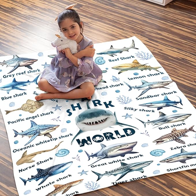Shark Blanket Lovers Gift for Girls Boys Super Soft Flannel Blanket for Sofa Couch Bed- Plush Warm Cozy Bed Home Decor for All Seasons - 50"x60"for Throw/Travel