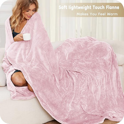 Electric Heated Blanket Full Size 72×84, Breathable & Luxurious Flannel,Soft Warm Gift with Over-Heat Protection,4 Heating Levels & 10 H Auto Shut Off, Machine Washable, Light Pink