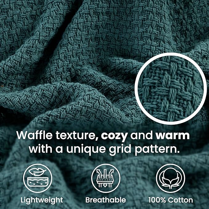 HILLFAIR 100% Cotton Blanket King Size for Bed, Soft Lightweight & Breathable Summer King Size Cotton Blankets, Premium Cozy Throw Layers for Bed, Couch and Sofa: Wedgewood (90"x108")