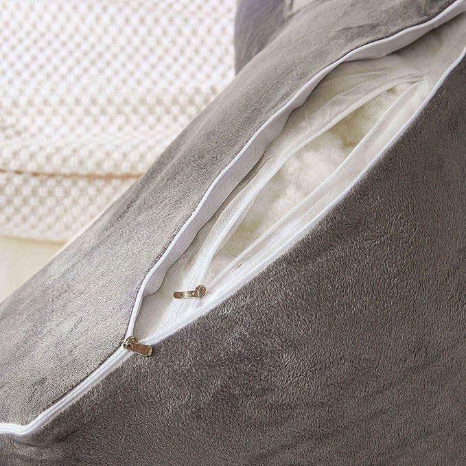 Reading Pillow for Sitting in Bed Adult,Back Pillow for Bed Sitting Up,Backrest Back Support Chair Pillow, College Dorm Essentials for Girls and Boys, Velvet Grey L
