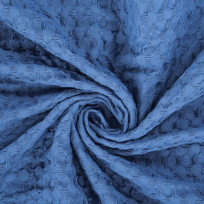 HILLFAIR 100% Cotton Blanket- 120"x120" XXL Oversized King Bed Blankets- Family Size 10 ft x 10 ft Big- Waffle Blankets- All Season Soft Breathable- Extra Large King Cotton Blanket for Bed- Sky Blue