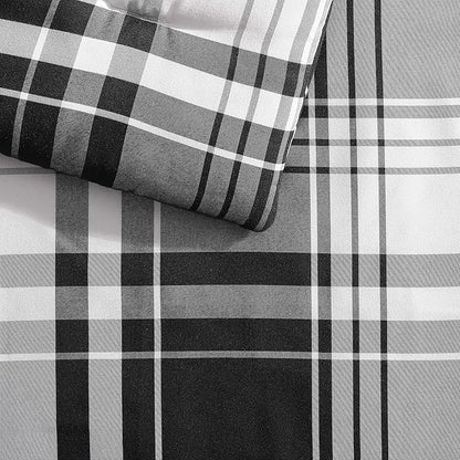 Eddie Bauer - King Comforter Set, Super Soft Reversible Bedding with Matching Shams, Plaid Home Decor, Oeko-Tex Certified (Saddle Mountain Plaid Black, King)