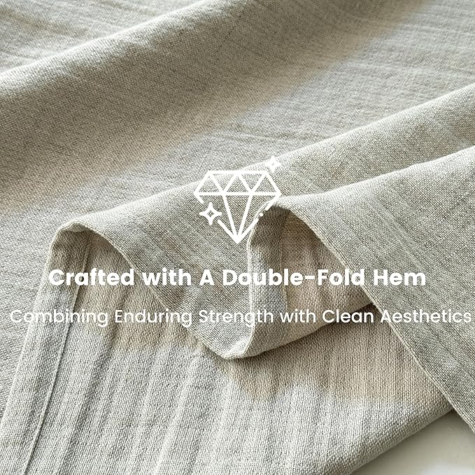 Simple&Opulence Linen Cotton Blanket with Double Layered Folded Edge for Couch/Bed/Sofa/Gift, Natural Flax Solid Color Soft Breathable Cozy Farmhouse Home Décor - Linen, 90"x90"