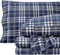 Bare Home Flannel Sheet Set Prints, 100% Cotton, Velvety Soft Heavyweight - Double Brushed Flannel for Extra Softness & Comfort - Deep Pocket - Bed Sheets (Twin XL, Stirling Plaid - Blue/White)