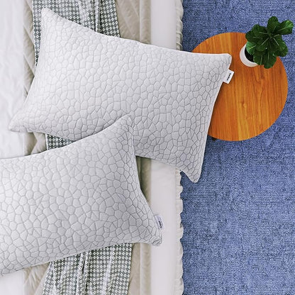 Cool Gel Cooling Pillow for Hot Sleepers - Standard Size Shredded Memory Foam Pillows for Sleeping - Adjustable Neck & Shoulder Support, Reversible Cover, Hypoallergenic & Breathable