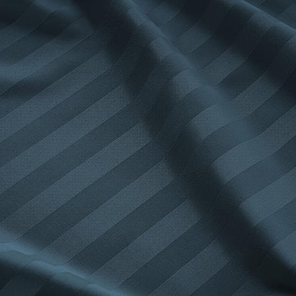 LANE LINEN 100% Egyptian Cotton California King Sheets - 4 Pc Sateen Sheet Sets Luxury Bedding & Pillowcases 17" Deep Pocket Dark Denim Stripe