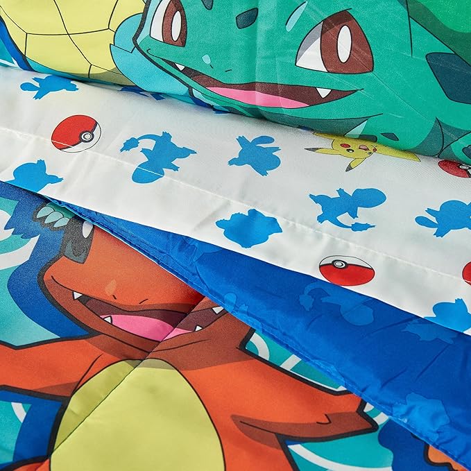 Northwest Pokemon Full Sized Bed in a Bag Set, Anime Bedding, Boys Girls Blankets, First Starters