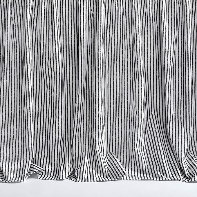 Lush Decor Ticking Stripe Bedspread Black Vintage Chic Farmhouse Style Lightweight 3 Piece Set, Queen