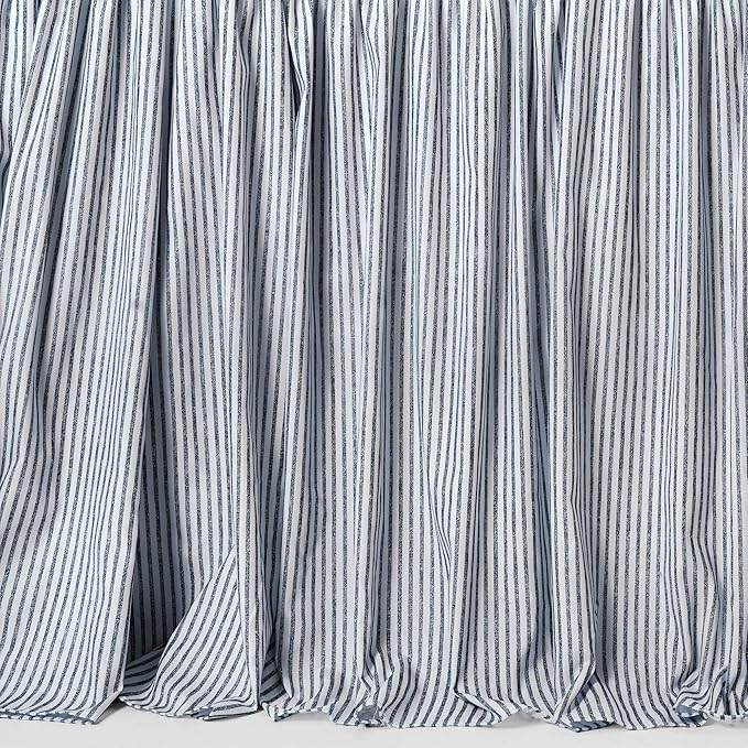 Lush Decor Ticking Stripe Bedspread Queen Size 3 Piece Set Navy - Ruffle Bedding Set Queen Bedspreads - Striped Bedding - Farmhouse & Coquette Decor