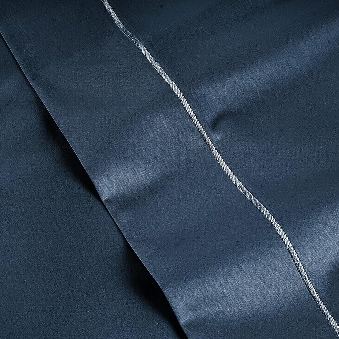 LANE LINEN 100% Egyptian Cotton Bed Sheets - 3-Piece Twin XL Set Long Staple Bedding Sateen Weave Luxury Hotel Fits Upto 15" Mattress - Dark Denim