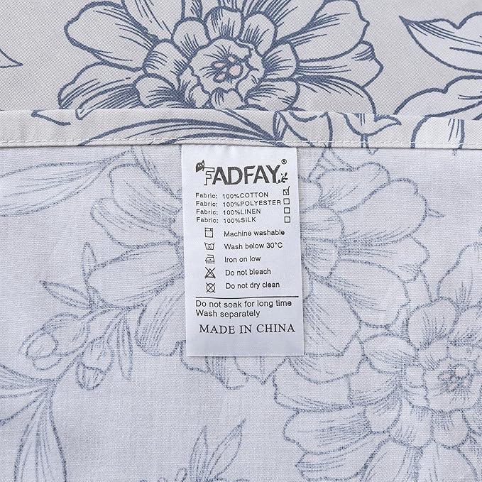 FADFAY Duvet Cover Set Queen Vintage Peony Floral Bedding Shabby Khaki Floral Quilt Cover Set Rustic Farmhouse Bedding 100% Cotton Soft Comforter Cover with Hidden Zipper Closure 3Pcs, Queen Size