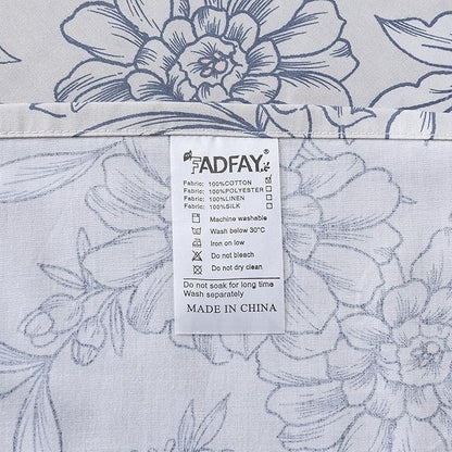 FADFAY Duvet Cover Set Twin Vintage Peony Floral Bedding Shabby Khaki Floral Quilt Cover Set Rustic Farmhouse Bedding 100% Cotton Ultra Soft Comforter Cover with Hidden Zipper Closure 3Pcs, Twin Size